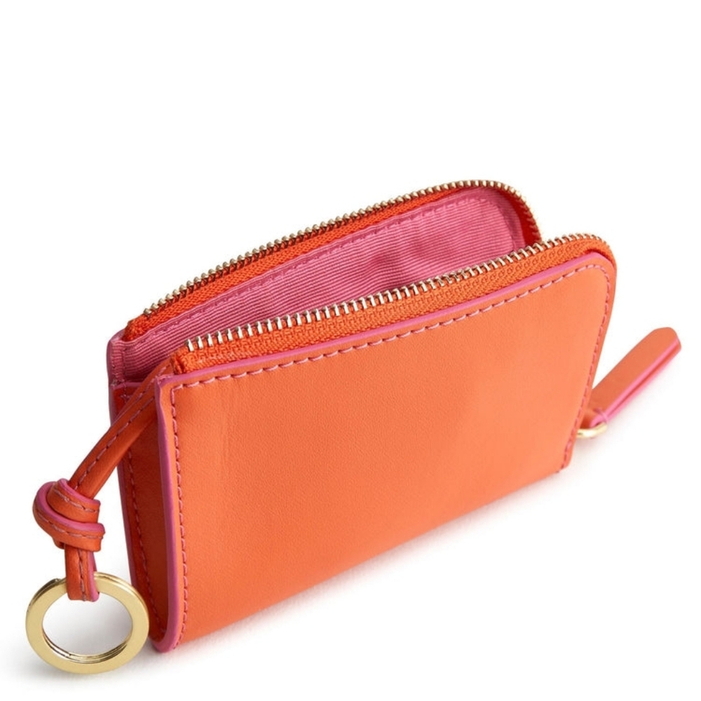 Vera Bradley Koi Orange Leather Zip Card Pouch